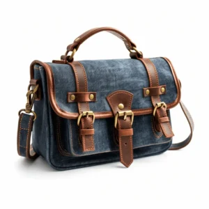 Custom denim satchel bag sample
